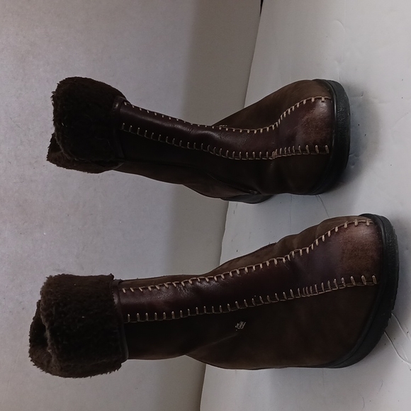 Finn Comfort brown suede with sherpa cuffs and lining ankle boots-sz 5 - Picture 1 of 10